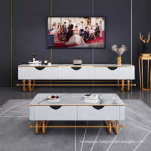 Light luxury coffee table TV cabinet combination living room small apartment rock board coffee table floor cabinet set